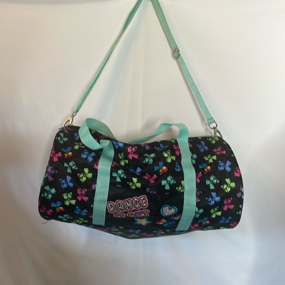 Jojo siwa dance duffle bag black with‎ multi color bows adjustable strap